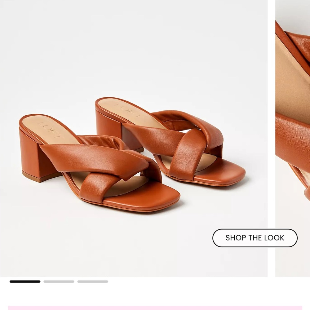 LOFT Cognac Crisscross Block Heel Mules